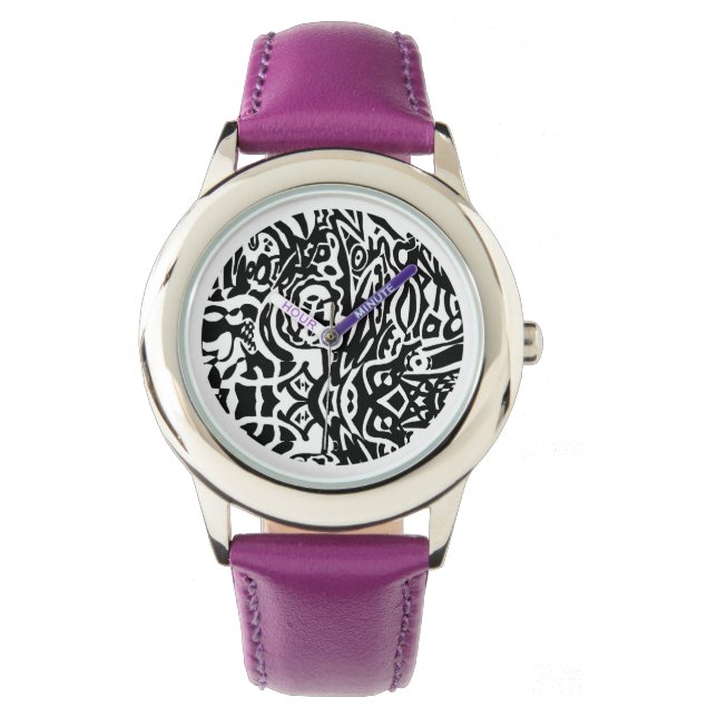 "Birdcreature" B&W Abstract Horloge (Voorkant)