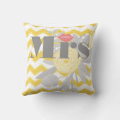 Birde Mrs Lips Grey Peach and Yellow Zig Zag Kussen (Achterkant)