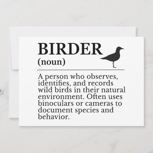 Birder definition - wild bird observer kaart (Voorkant)
