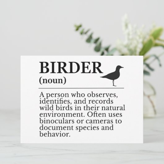 Birder definition - wild bird observer kaart (Staand voorkant)