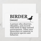 Birder definition - wild bird observer kaart (Voorkant / Achterkant)