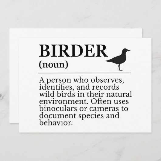 Birder definition - wild bird observer kaart (Voorkant / Achterkant)