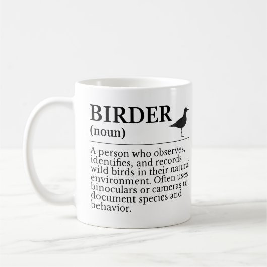 Birder definition - wild bird observer koffiemok (Links)
