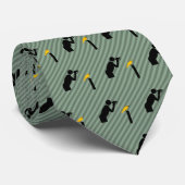 Birder with Binoculars and Yellow Bird on Khaki Stropdas (Opgerold)