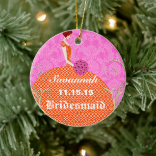 Birdesmaïde cadeautjes die je kiest voor kleuren keramisch ornament