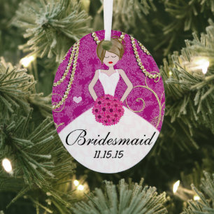 Birdesmaïde cadeautjes die je kiest voor kleuren metalen ornament