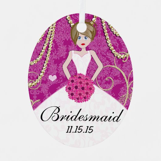 Birdesmaïde cadeautjes die je kiest voor kleuren metalen ornament (Voorkant)