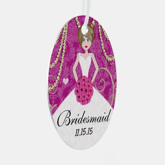 Birdesmaïde cadeautjes die je kiest voor kleuren metalen ornament (Voorkant Rechts)