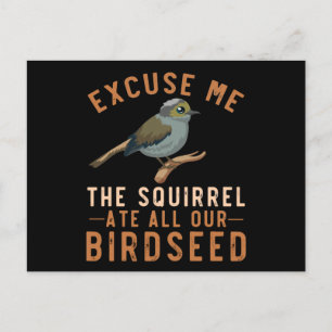 Birdfeeder Joke Garden Squirrel Probleem met vogel Briefkaart