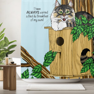 Birdhouse Bed Ontbijt Kat Douchegordijn