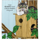 Birdhouse Bed Ontbijt Kat Douchegordijn (Voorkant)