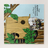 Birdhouse Bed Ontbijt Kat Legpuzzel (Horizontaal)