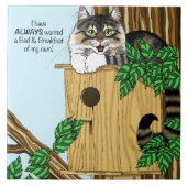 Birdhouse Bed Ontbijt Kat Tegeltje (Voorkant)