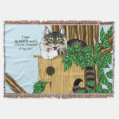 Birdhouse Bed Ontbijt Katten Deken (Voorkant)