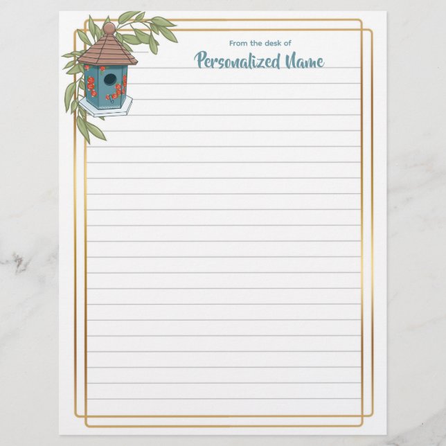 Birdhouse Bliss Lined Letterhead Briefhoofd (Voorkant)
