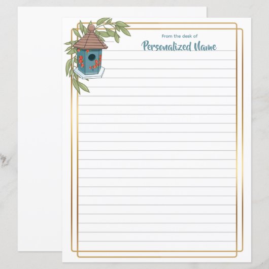 Birdhouse Bliss Lined Paper Sheet (Voorkant / Achterkant)