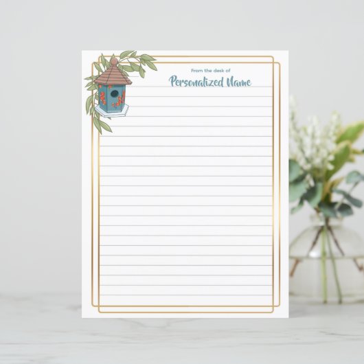 Birdhouse Bliss Lined Paper Sheet (Staand voorkant)