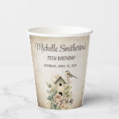 Birdhouse Botanische Natuur 75ste verjaardag Papieren Bekers (Achterkant)