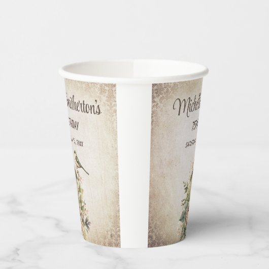 Birdhouse Botanische Natuur 75ste verjaardag Papieren Bekers (Links)