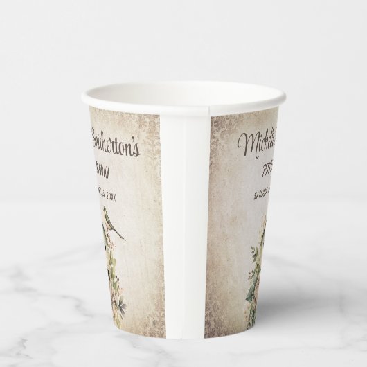 Birdhouse Botanische Natuur 75ste verjaardag Papieren Bekers (Rechts)