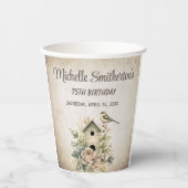 Birdhouse Botanische Natuur 75ste verjaardag Papieren Bekers (Voorkant)