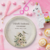 Birdhouse Botanische Natuur 75ste verjaardag Papieren Bordje (Feest)