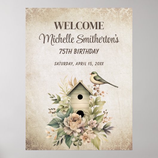 Birdhouse Botanische Natuur 75ste verjaardag Poster (Voorkant)
