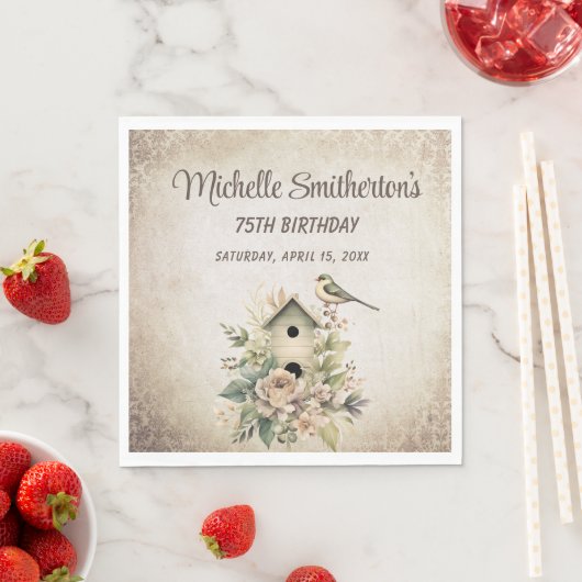 Birdhouse Botanische Natuur 75ste verjaardag Servet (Insitu)