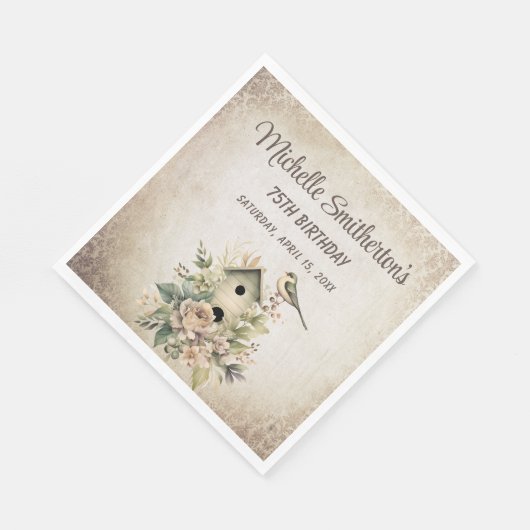 Birdhouse Botanische Natuur 75ste verjaardag Servet (Hoek)