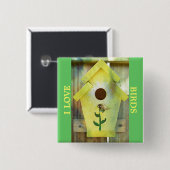 Birdhouse door Shirley Taylor Vierkante Button 5,1 Cm (Voorkant /achterkant)