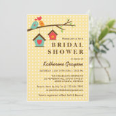 Birdhouse en Tortelduifjes Polka Dots Invitation Kaart (Staand voorkant)