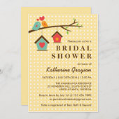 Birdhouse en Tortelduifjes Polka Dots Invitation Kaart (Voorkant / Achterkant)