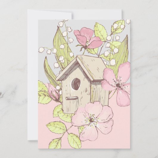 Birdhouse Floral Colorblock Blank Wenskaart (Voorkant)