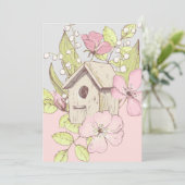 Birdhouse Floral Colorblock Blank Wenskaart (Staand voorkant)