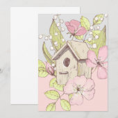 Birdhouse Floral Colorblock Blank Wenskaart (Voorkant / Achterkant)