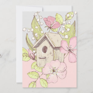 Birdhouse Floral Colorblock Blank Wenskaart