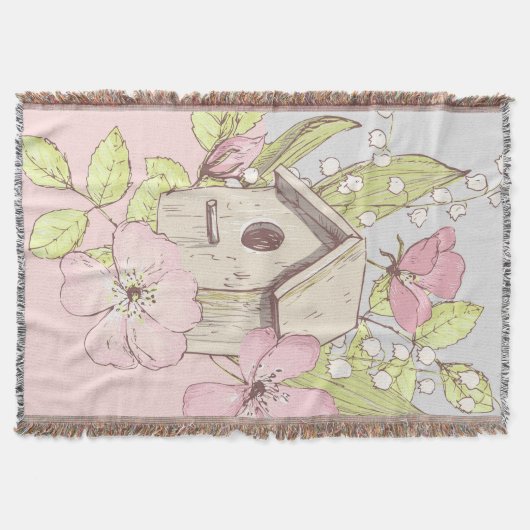 Birdhouse Floral Colorblock Deken (Voorkant)