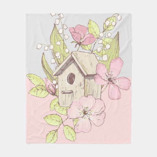 Birdhouse Floral Colorblock Fleece Deken (Voorkant)