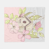 Birdhouse Floral Colorblock Fleece Deken (Voorkant (Horizontaal))