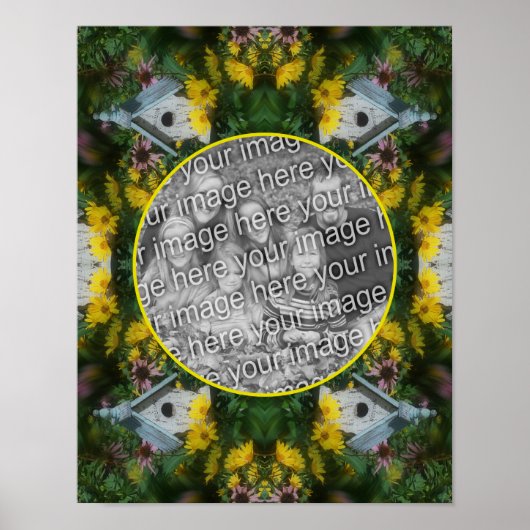 Birdhouse Flower Garden Creëer Uw eigen foto Poster (Voorkant)