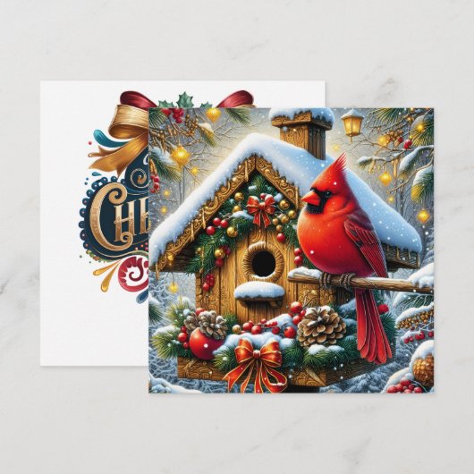 Birdhouse Holiday Greeting Card Feestdagenkaart (Voorkant / Achterkant)