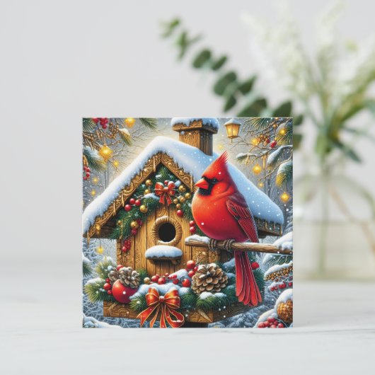 Birdhouse Holiday Greeting Card Feestdagenkaart (Staand voorkant)