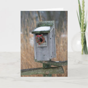 Birdhouse met Holiday Wreater Feestdagen Kaart