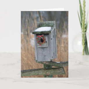 Birdhouse met Holiday Wreater Feestdagen Kaart