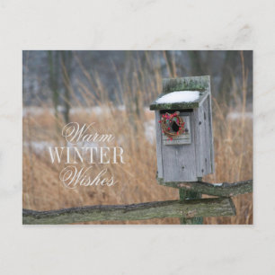 Birdhouse met Holiday Wreater Feestdagenkaart