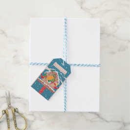 Birdhouse met kerstfeestdag cadeautjes Labels Cadeaulabel