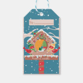 Birdhouse met kerstfeestdag cadeautjes Labels Cadeaulabel (Voorkant)