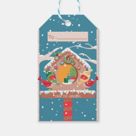 Birdhouse met kerstfeestdag cadeautjes Labels Cadeaulabel
