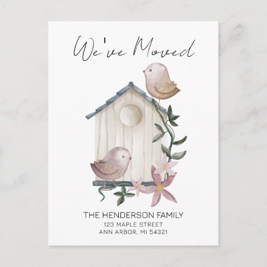 Birdhouse New Home Moving Announding Briefkaart (Voorkant)