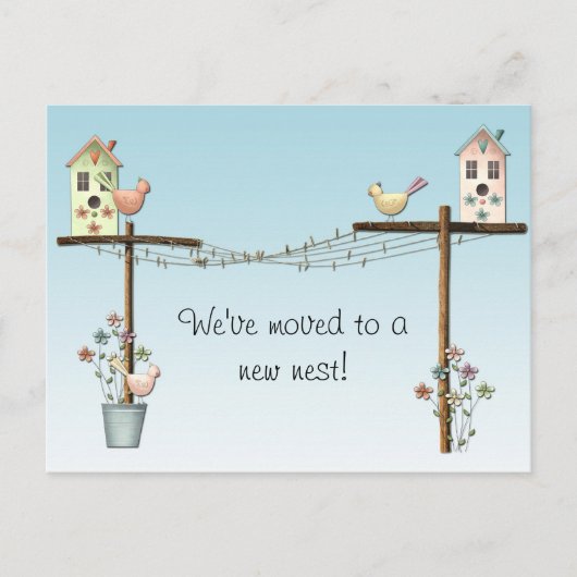 Birdhouse Nieuw Adres Briefkaart (Voorkant)